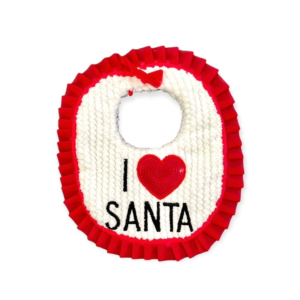 NEW Mud Pie Christmas Holiday I Love Santa Bib OS
